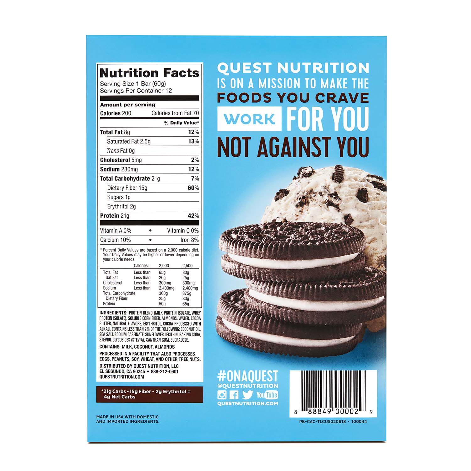 Quest Bar &ndash; Cookies and Cream (12 Bars)
